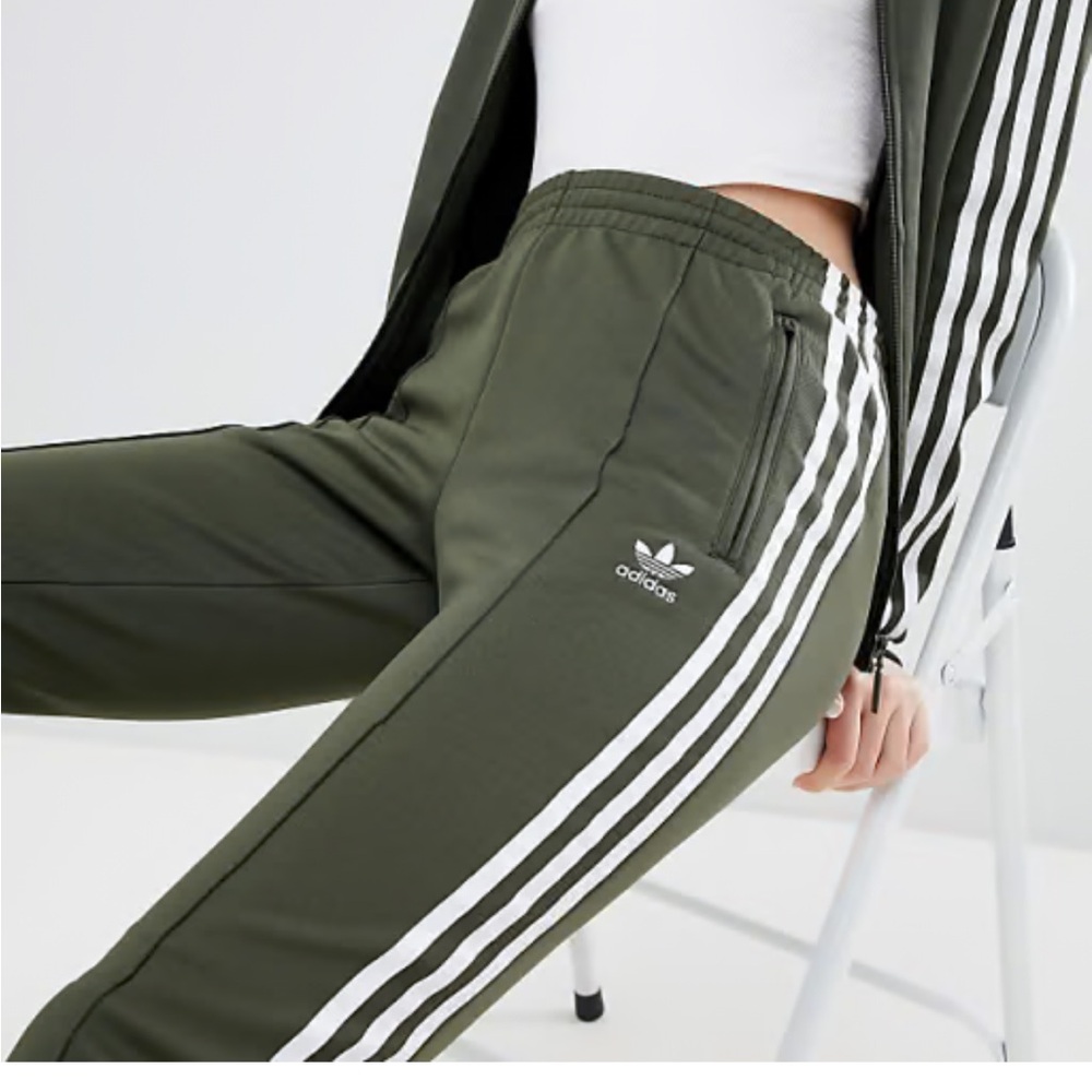 adidas Olive Track Pants set with White Stripes - Picture 2 of 8